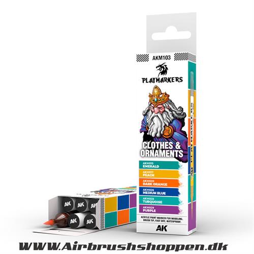 AKM103 - CLOTHES & ORNAMENTS – PLAYMARKER SET 6 stk tuscher - AK-Interactive